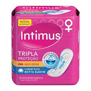 Absorvente Intimus Gel Tripla Proteção Cobertura Suave sem Abas 8 unidades