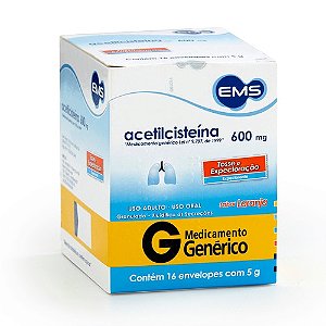 Acetilcisteína 600 mg EMS Sabor Laranja com 16 envelopes de 5g