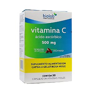 Vitamina C 500mg, caixa com 30 cápsulas