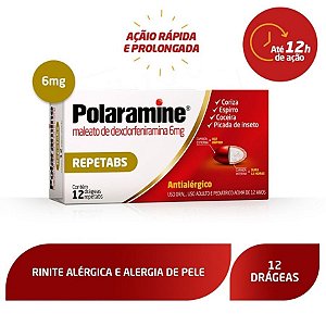 Polaramine 6mg, caixa com 12 drágeas repetabs