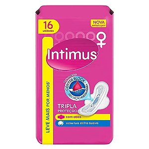 Absorvente Intimus Tripla Proteção Cobertura Suave com Abas com 16 unidades