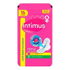 Absorvente Intimus Tripla Proteção Cobertura Seca com Abas com 16 unidades