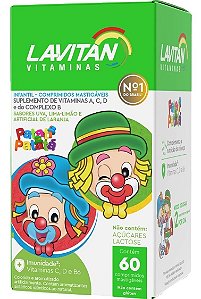 Lavitan Kids Sabor Frutas com 60 Comprimidos Mastigáveis