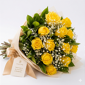 Buquê Lumière Rosas Amarelas Premium