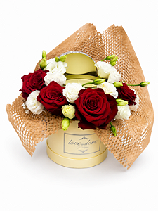 Box Imperial Rosas Colombianas, Lisianthus & Vela Aromática Luxo