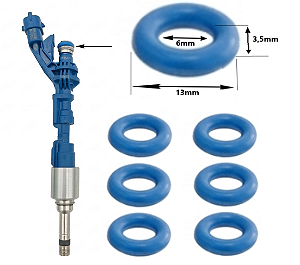 KIT 6X ANEL ORING PARA BICO INJETOR GDI 6X13X3,5 0261500155 | CJ5G9F593AA 0261500103