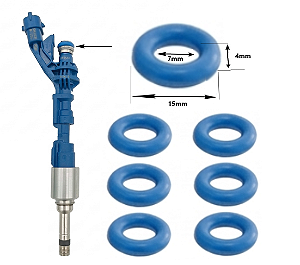 KIT 6X ANEL ORING PARA BICO INJETOR GDI 7X15X4 0261500155 | CJ5G9F593AA 0261500103