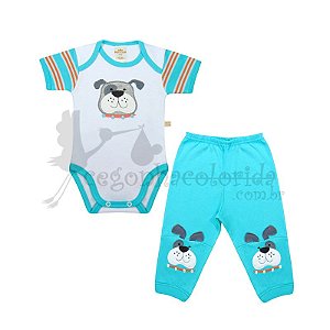 Conjunto Bebê Menino Body com Calça de Cachorrinho TAMANHO P