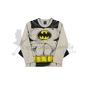 Camiseta Manga Longa Infantil Menino Super Heróis com Capa