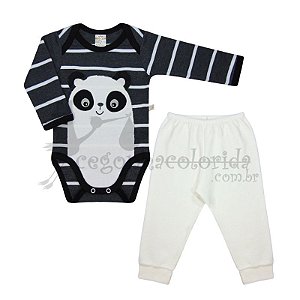 Conjunto Manga Longa Bebê Menino Pandinha Best Club