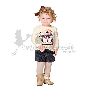 Conjunto Manga Longa Infantil Menina em Tweed Pettenati