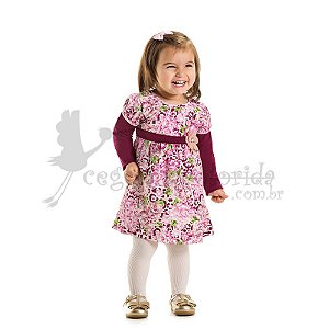 Vestido Manga Longa Infantil Floral Kaiani