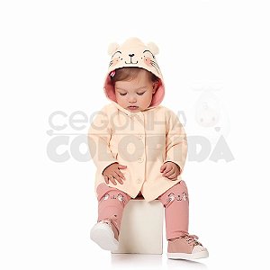 Conjunto Longo Bebê Menina com Capuz Kiko Baby