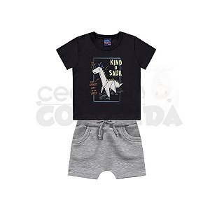 Conjunto Manga Curta Bebê Menino Dinossauro Kiko Baby