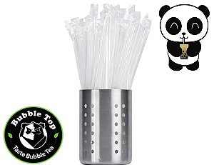 100 canudos para Bubble Tea - Biodegradáveis -Transparente com chanfro