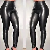 Calça Legging Basico em Cirre Couro Brilhoso