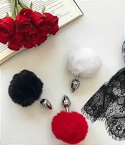 Plug Anal em Alumínio com Pompom