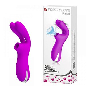 Estimulador Recarregável com Sucção e Vibração Coelho  PRETTY LOVE RALAP