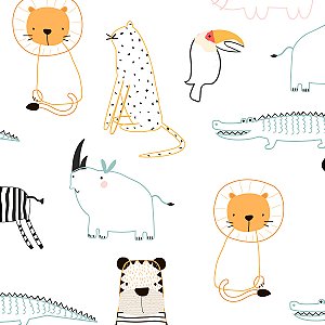 PAPEL DE PAREDE ADESIVO - INFANTIL BIXOS  - 0,48X3,00