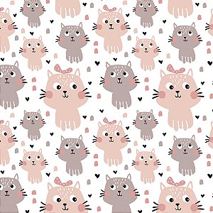 PAPEL DE PAREDE ADESIVO - INFANTIL GATINHO  - 0,48X3,00