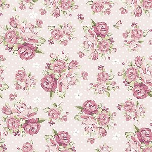 PAPEL DE PAREDE ADESIVO - FLOR ROSA - 0,48X3,00