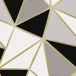 PAPEL DE PAREDE ADESIVO - GEOMÉTRICO - PRETO/ CINZA  - 0,48X3,00