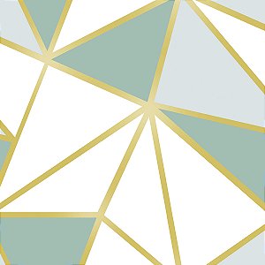PAPEL DE PAREDE ADESIVO - GEOMÉTRICO - BRANCO/ VERDE - 0,48X3,00