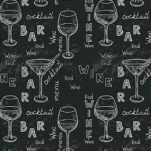 PAPEL DE PAREDE ADESIVO - GOURMET - TAÇA PRETO -  0,48X3,00