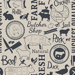 PAPEL DE PAREDE ADESIVO - GOURMET - BUTCHER SHOP -  0,48X3,00