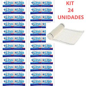 Kit 24un Faixa Curativo Atadura Crepom Crepe 15cm x 1,8m  LINA 13 Fios Alta Qualidade Absorção Elasticidade c/ ANVISA