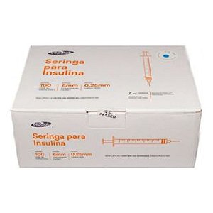 Seringa Insulina Ultra Fina 1ml 6mm X 0,25mm C/ 100 Seringas