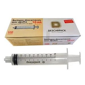 100 Seringas 10ml Sem Agulha Luer Lock Descarpack
