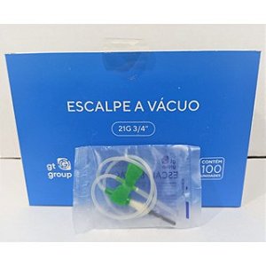100 Escalpes Coleta De Sangue A Vácuo 21g Azul Gt Group