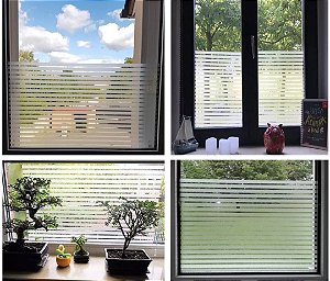 Adesivo Película Jateado Listrado 10mx60cm Porta Janelas Vidro