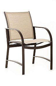 Cadeira Ferrara alumínio pintado marrom e tela sling ISO bege