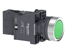 Botão 22MM Plástico Iluminado Led 220 VCA Verde 1NA