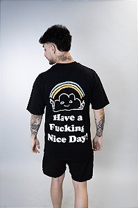 Camiseta Oversized Unissex Nice Day Preta