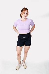 Cropped Manga Curta Race Lilás