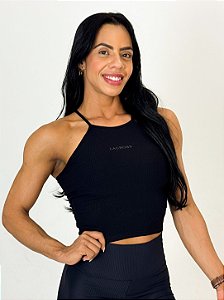 Cropped Canelado Shoulder Black