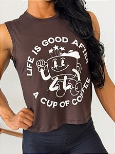Regata Cropped Malha Coffee