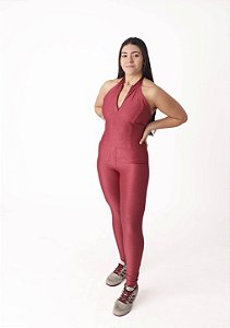 Macacão Zíper Canelado Laura Cherry