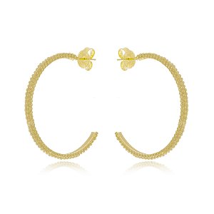 Argola grande fio com bolinhas ondulada