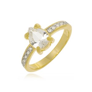 Anel Gota Branca Microcravejado