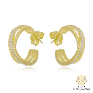 Conjunto de par de brincos assimétricos com detalhes caneta de ródio