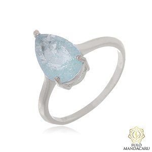 Anel Gota com Pedra Azul – Banhado em Ouro 18K e Ródio Branco | Fulô Mandacaru