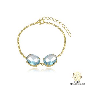 Pulseira gravata com 2 pedras ovais
