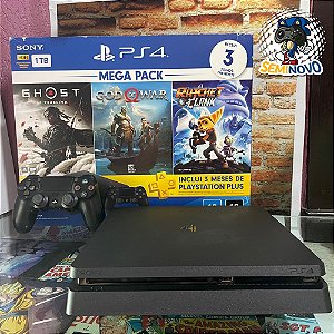 Console Sony Playstation 4 Slim Mega Pack, Com Controle Sem Fio