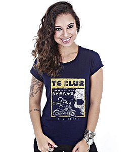 Camiseta Baby Look Feminina Motorcycle T6 Club New York