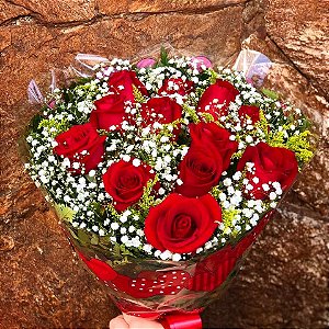 Buquê de Rosas Vermelhas ou Coloridas com 12 unds.
