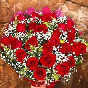 Buquê de Rosas Vermelhas ou Coloridas com 24 unds.